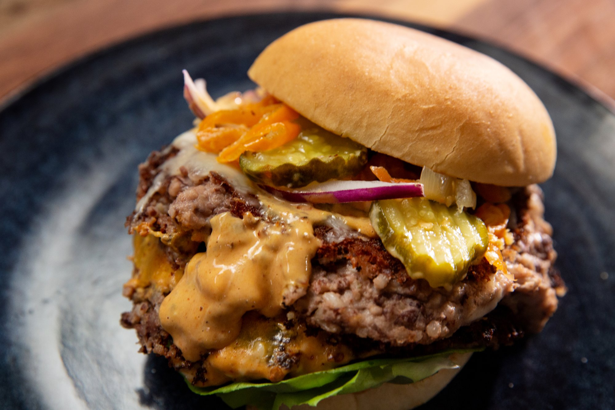 Darren’s Black Bean Smash Burgers with Chipotle Cream 3