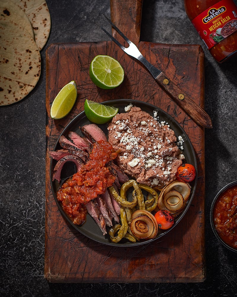 Asada Tacos with Grilled Nopalitos and Salsa  