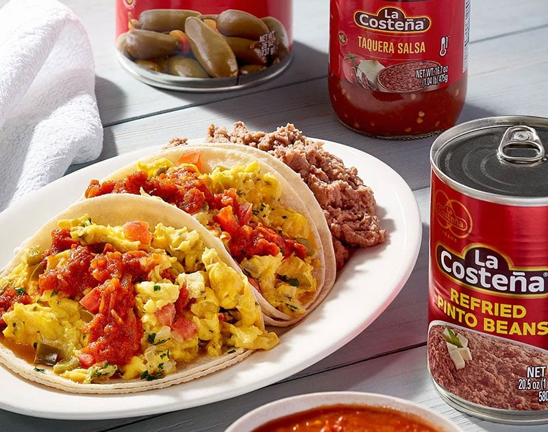 Morning Scambeld Egg Tacos with Salsa image