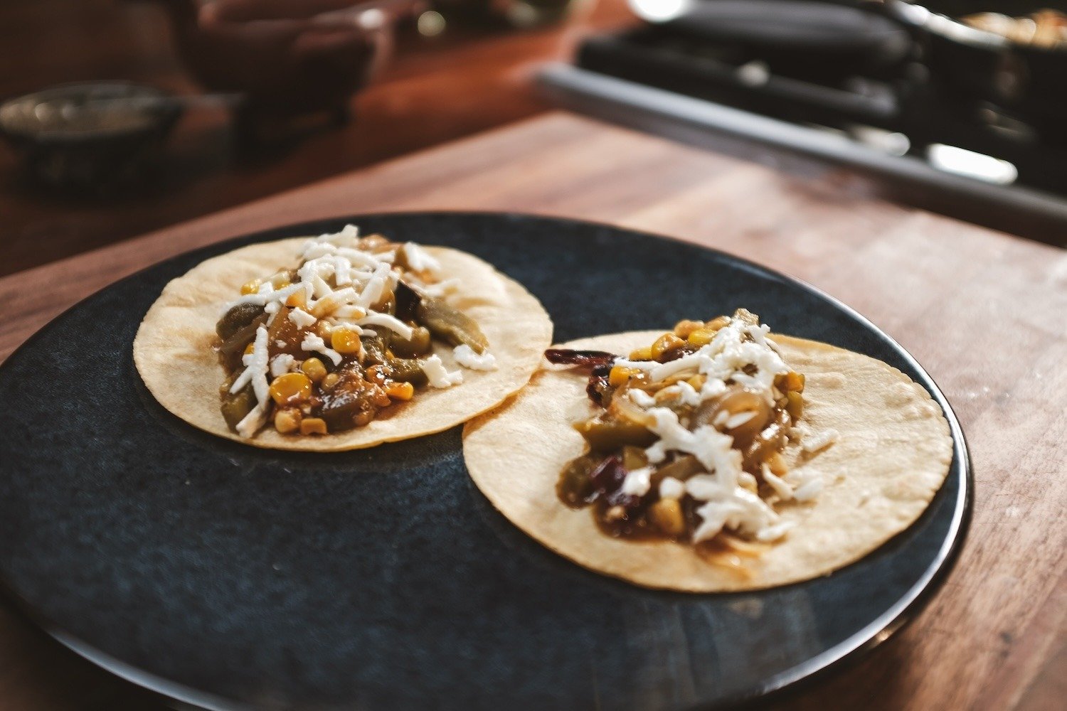 Nopalitos, Panela Cheese and Corn Tacos